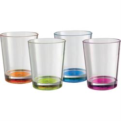 Glas i plast med farvet bund  4 stk